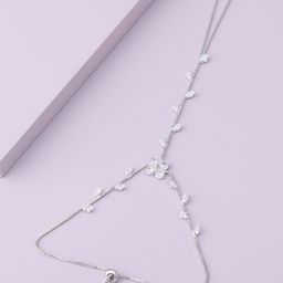 Kushal's Fashion Jewellery Women Rhodium-Plated Zircon Studded Link Bracelet-picture-23