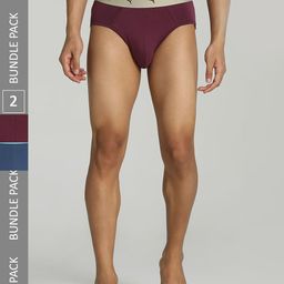 Puma Men Marron & Blue Pack of 2 Solid Stretch Plain Briefs-picture-13