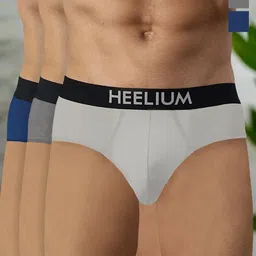 Heelium Men Pack Of 3 Bamboo Super Soft & Odour Free Comfort Fit Briefs P3-BRIEF-NBDGLG-S-54