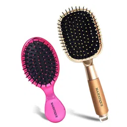 MAJESTIQUE 2-Pcs Large Paddle & Mini Detangling Hair Brush Set-17
