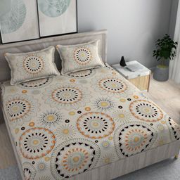 Homio Furnishings Private Limited Centra Beige 250 TC Queen Bedsheet Set 1.9 m x 1.8 m-image-24