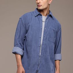 The Roadster Lifestyle Co. Men Classic Textured Corduroy Shirt-image-49