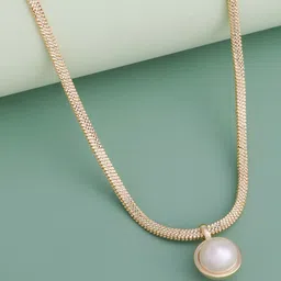 Kushal's Fashion Jewellery Gold-Plated Pearls Beaded Circular Pendant With Chain-image-75