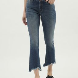 United Colors of Benetton Women Bootcut Heavy Faded Clean Look Cropped Cotton Jeans-image-78