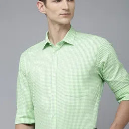 Park Avenue Men Slim Fit Gingham Checks Opaque Pure Cotton Formal Shirt-image-62