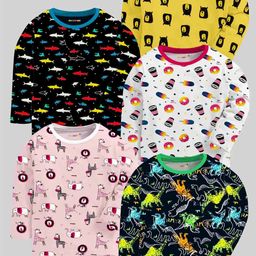 KUCHIPOO Kids Multicoloured & xiketic 5 Printed Pure Cotton T-shirt-20