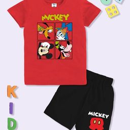 YK Disney Boys Mickey Mouse Club House Printed Pure Cotton T-shirt with Shorts-image-26