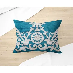 Just Home Blue & White Embroidered Rectangle Cushion Cover-image-21