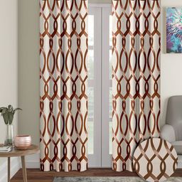 Cortina Brown & White 2 Pieces Abstract Printed Door Curtains-image-36