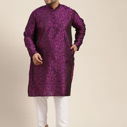 SOJANYA PLUS Men Violet & Black Printed Kurta-picture-50