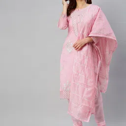 Blissta Pink & Silver-Toned Cotton Blend Unstitched Dress Material-image-13