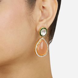 Zaveri Pearls Gold-Plated Austrian Diamonds Studded Drop Earrings-45