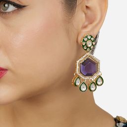 Zaveri Pearls Gold-Plated Austrian Diamonds Studded Drop Earrings-19