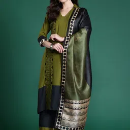 Indo Era Geometric Printed Regular Kurta with Palazzos & With Dupatta-1