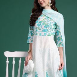 Indo Era Women Floral Printed Regular Pure Cotton Kurta Set-25