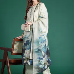 Indo Era Floral Printed Kurta with Trousers & Dupatta-image-80