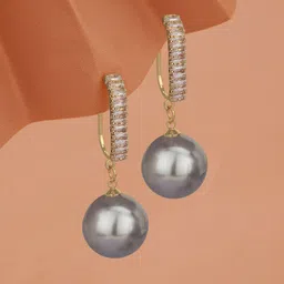 Carlton London Gold-Plated Pearl Circular Half Hoop Earrings-30