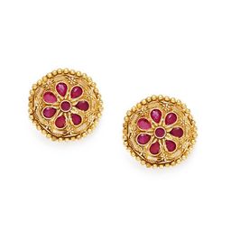 Estele Gold-Plated Floral Crystals Studs-52