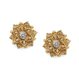 Estele Gold-Plated Floral Crystal Studs-40