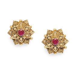 Estele Gold-Plated Floral Crystal Studs-42