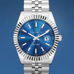 CARLINGTON Men Bracelet Style Straps Analogue Watch Exclusive 8811 Steel Blue Gents-37
