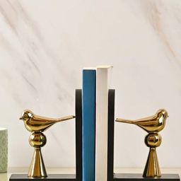 SITARRA LIVING Gold-Toned & Black Feathered Bookends Figurine Showpiece-image-99