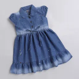 The Magic Wand Girls Cotton Flutter Sleeve Flounce Fit & Flare Dress-image-11