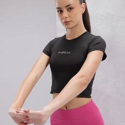 HRX by Hrithik Roshan Women Brand Logo Printed Slim Fit Sports T-shirt-image-33