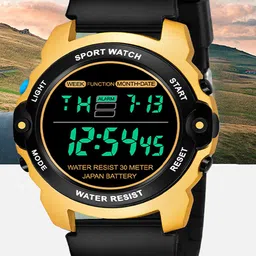 Shocknshop Women Black Dial & Black Straps Digital Multi Function Watch Watch23GoldBlack-17