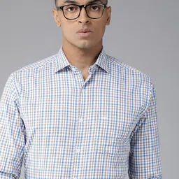 Park Avenue Men Pure Cotton Slim Fit Opaque Checked Formal Shirt-image-49