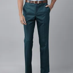 Park Avenue Men Self Design Textured Smart Slim Fit Formal Trousers-image-77