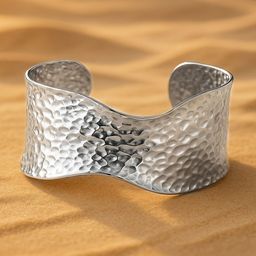 Rubans Voguish Silver Plated Stainless Steel TarnishFree Demi-Fine Hammered Cuff Bracelet-image-65