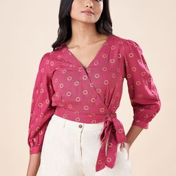 AKKRITI BY PANTALOONS Floral Embroidered Round Neck Gathered Fit & Flare Midi Dress-image-84