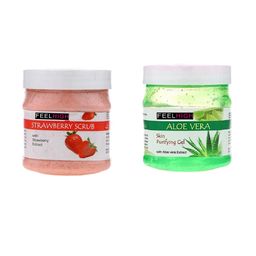 FEELHIGH Set of Strawberry Face Scrub & Aloe Vera Gel - 500 ml Each-44