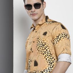 The Indian Garage Co Men Slim Fit Animal Printed Opaque Casual Shirt-image-8