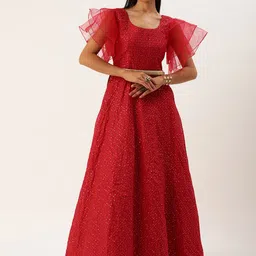 Ethnovog Embroidered Sequined Gown Dress-image-58