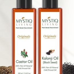 MYSTIQ LIVING 100% Pure Cold-Pressed Castor & Kalonji Hair & Skin Care Oil - 100ml Each-51