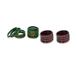 SOMIL Women Pack Of 2 Green And Maroon Glass Ethnic Handcrafted Traditional Bangle-picture-22