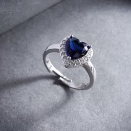 Jewels Galaxy Navy Blue Silver-Plated Stone-Studded Handcrafted Adjustable Finger Ring-17