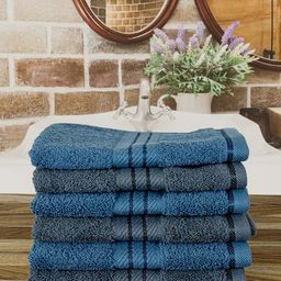 Aura Blue & Grey 6 Pieces Cotton 600 GSM Ultra Soft & Highly Absorbent Face Towels-image-72