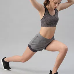 HRX by Hrithik Roshan Seamless Black & Grey Lightly Padded RAPID-DRY Sports Bra 3376-picture-12