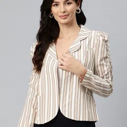 Cottinfab Striped Lightweight Open Front Jacket-image-73