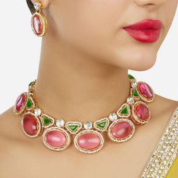 Zaveri Pearls Gold Plated Austrian Diamonds Studded Jewellery Set-53