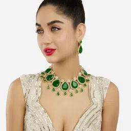 Zaveri Pearls Gold-Plated Austrian Diamonds Studded Jewellery Set-47
