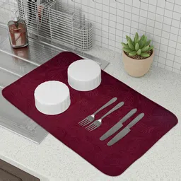 Kuber Industries Maroon & Brown 3 Pieces Rectangular Kitchen Table Placemats-9