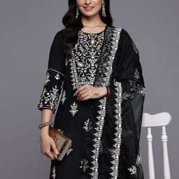 Varanga Ethnic Motifs Embroidered Thread Work Kurta With Trousers & Dupatta-picture-5
