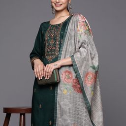 Varanga Floral Yoke Design Thread Work Kurta with Sharara & With Dupatta-21