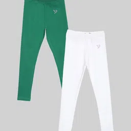 TWIN BIRDS Girls Pack Of 2 Pure Cotton Ankle-Length Leggings-image-54