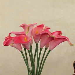 TIED RIBBONS Pink & Green 10 Pieces Artificial Calla Lily Flowers-12