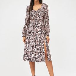 Harpa Animal Printed Sweetheart Neck Puff Sleeves A-Line Midi Dress-image-18